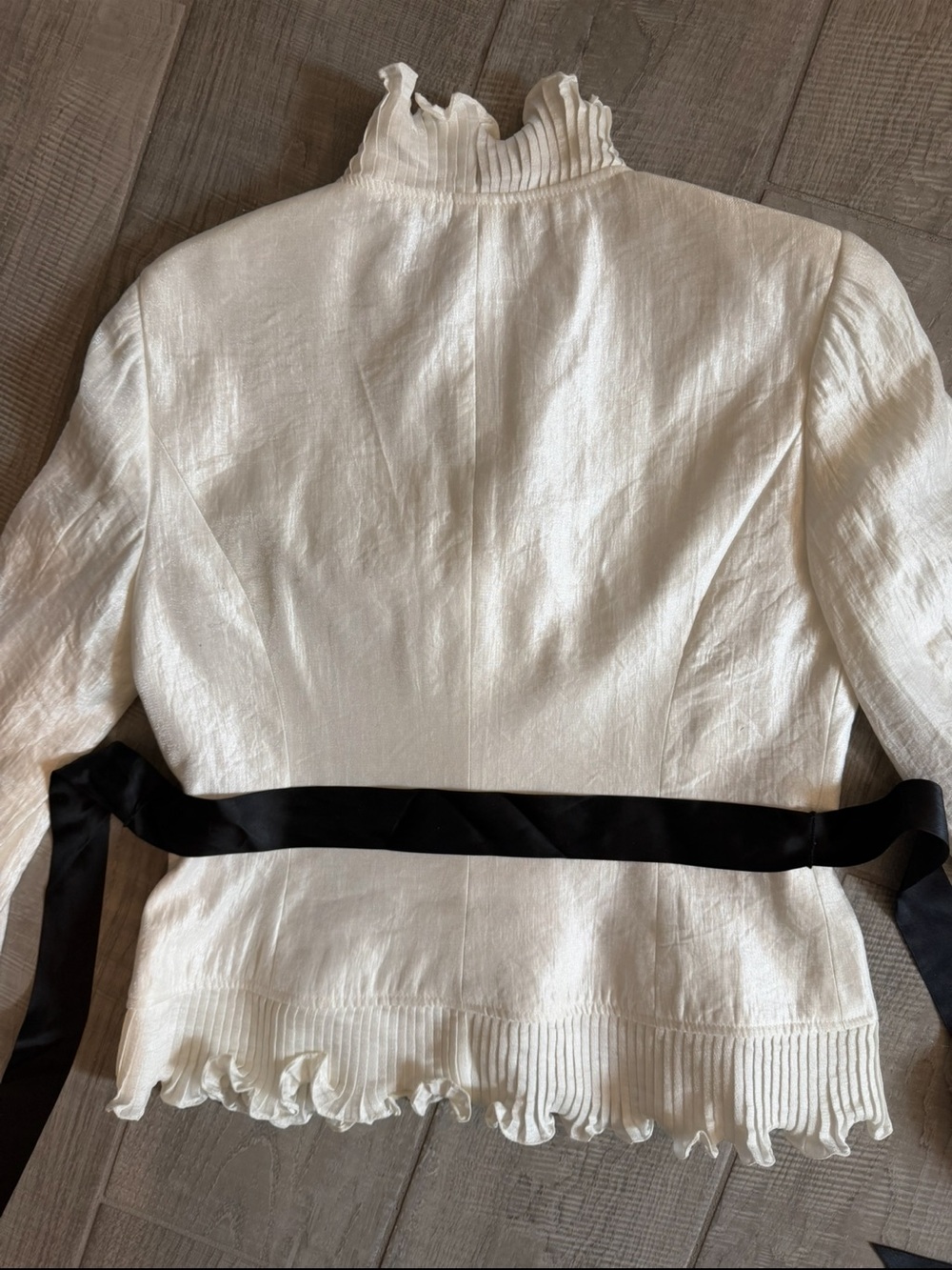 🖤 Adrianna Papell Ivory Ruffle Jacket Top - Picture 8 of 11